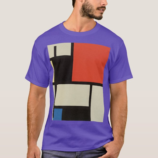 Camiseta Mondrian Composition Modern Abstrato Purple (Frente)