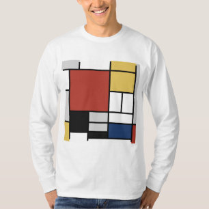 Camiseta Mondrian Painting Red Plane Yellow Black Cinza Blu