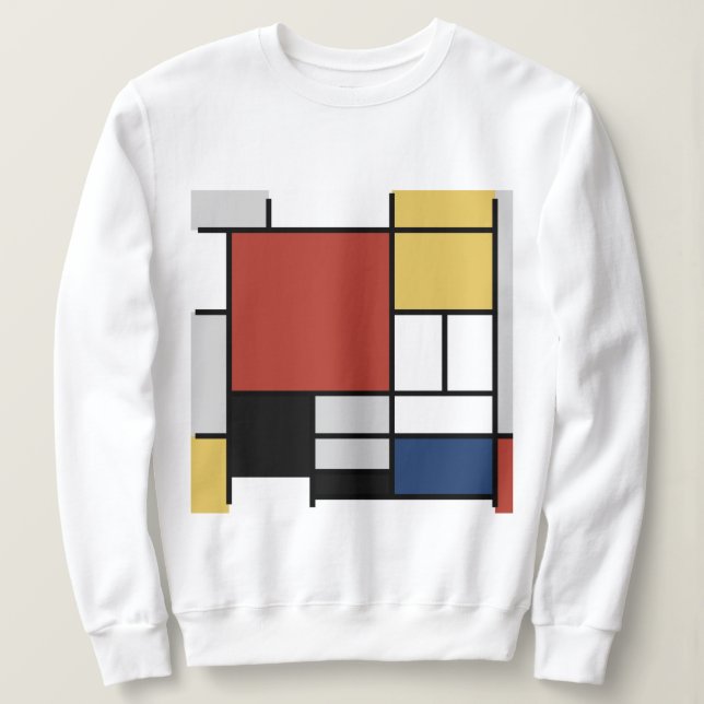 Camiseta Mondrian Painting Red Plane Yellow Black Cinza Blu (Frente do Design)
