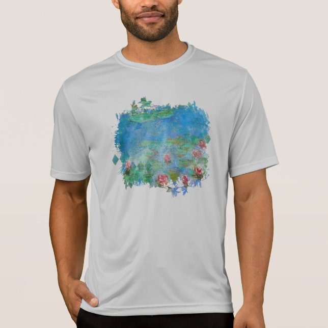 Camiseta ** Monet Lily Pads Pond Painting Cinza AR23 T-Shir (Frente)
