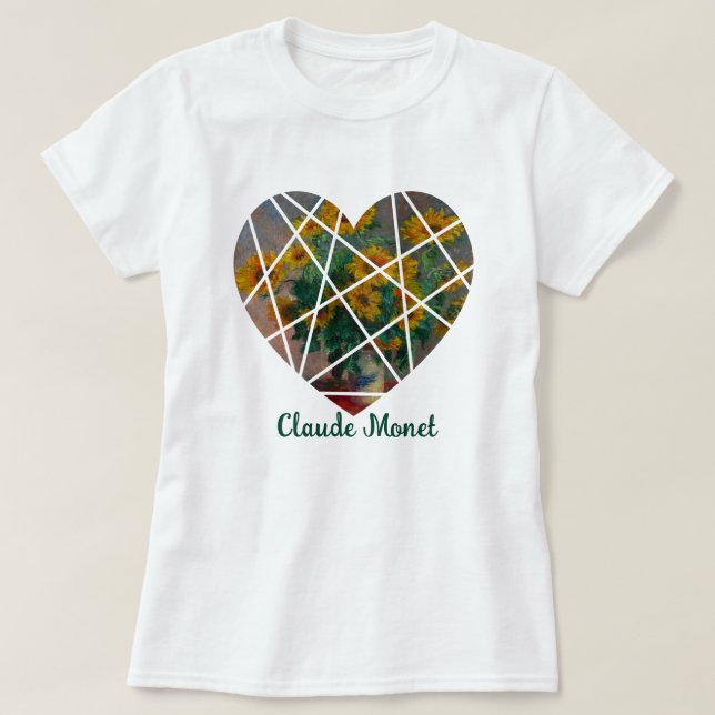 Camiseta Monet Sunflower Heart Personalised Quote Design (Frente do Design)