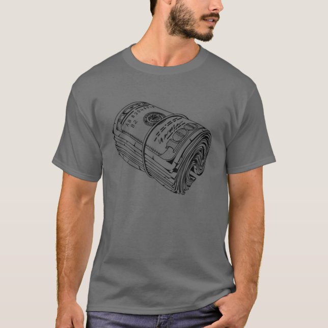 Camiseta Money Bundle Hoodie, Money Rolls Motif, Arte Urban (Frente)