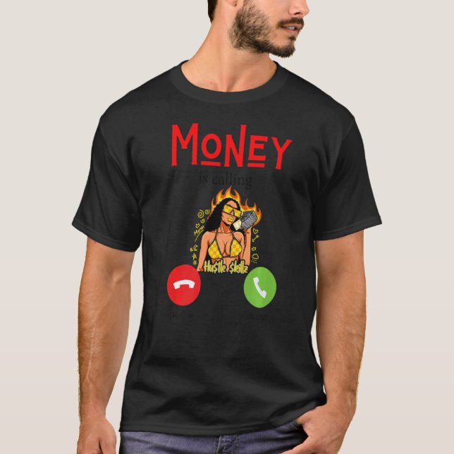 Camiseta Money Chamando De Dinheiro Divertido Homens Trabal (Frente)