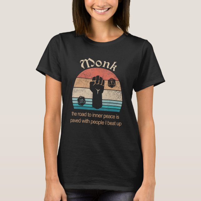 Camiseta Monge o caminho para a paz interior é pavimentado  (Frente)