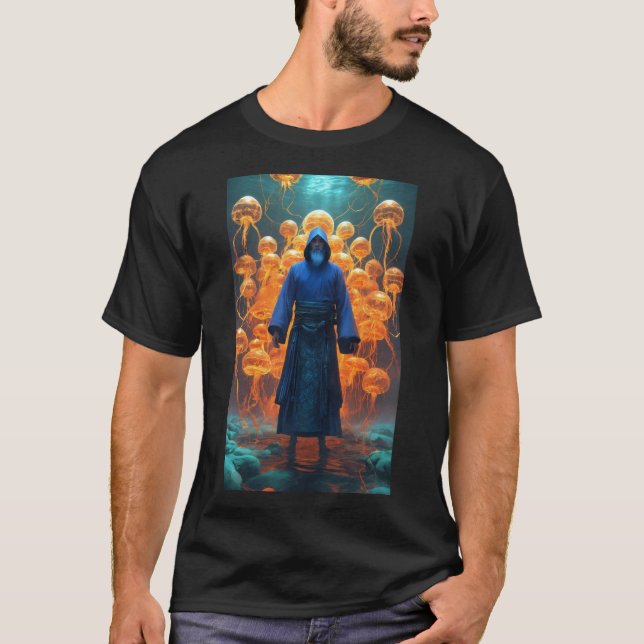 Camiseta Monge taoista shaolin tesseract fractal subaquátic (Frente)