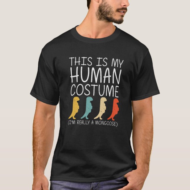 Camiseta Mongoose Halloween Figurino Humano Mustelid Easy D (Frente)