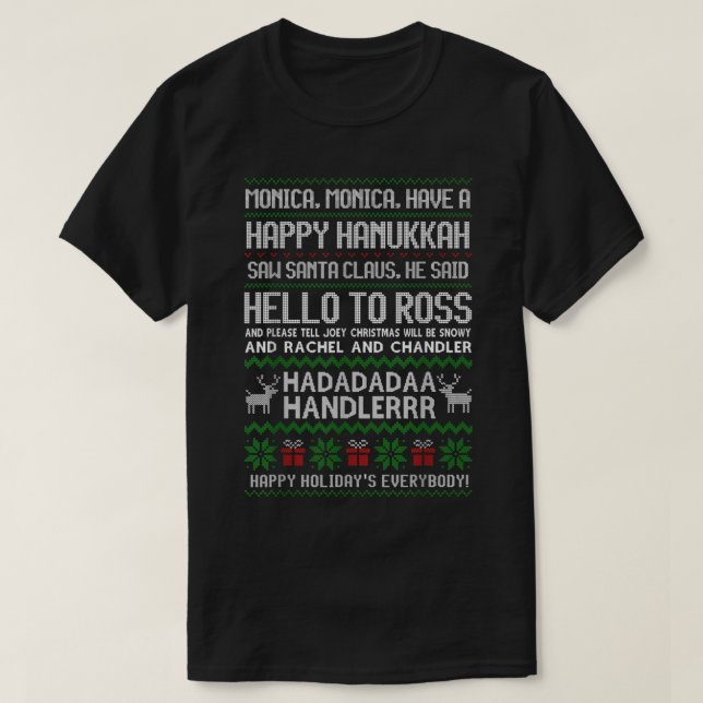 Camiseta Monica tem um feliz Hanukkah Phoebes Filho (Frente do Design)