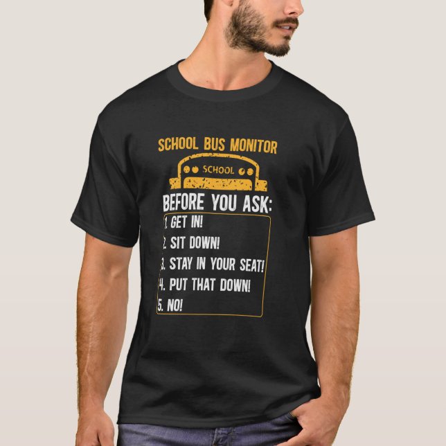 Camiseta Monitor de Barramento Escolar Roteiro Funny (Frente)