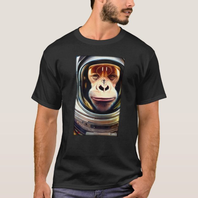 Camiseta Monkey Ape Animal Astronaut Space Universe Galaxy  (Frente)
