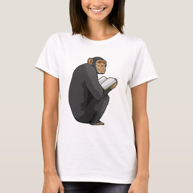 Camiseta Monkey as Nerd with Book (Frente)