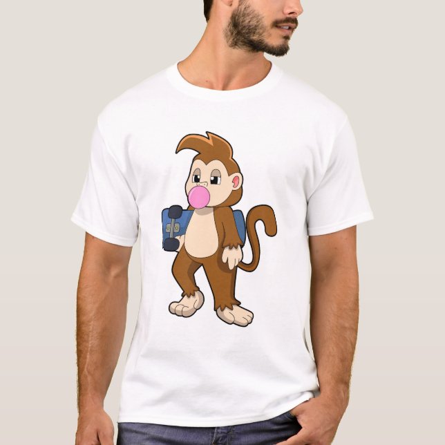 Camiseta Monkey as Skater with Skateboard (Frente)