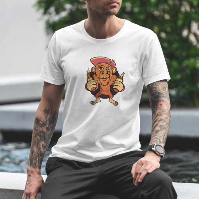 Camiseta Monkey Beer Cartoon (Criador carregado)
