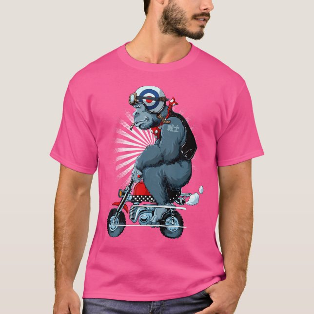 Camiseta Monkey Bike Gorilla Cartoon Motorbike Design (Frente)