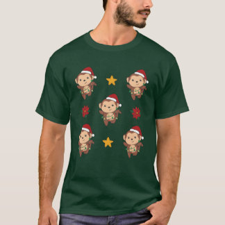 Camiseta Monkey Christmas Winter Animals Monkeys retro