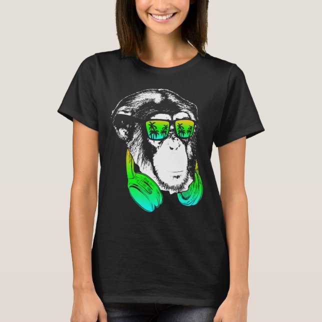 Camiseta Monkey Cooler Monkey DJ Fones de ouvido Ideia Part (Frente)