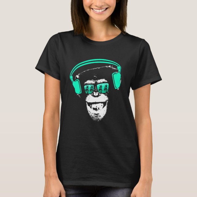 Camiseta Monkey Cooler Monkey DJ Fones de ouvido Ideia Part (Frente)