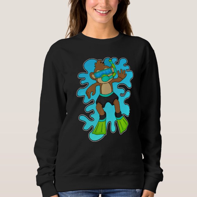 Camiseta Monkey Diving Snorkel Nadando Óculos (Frente)