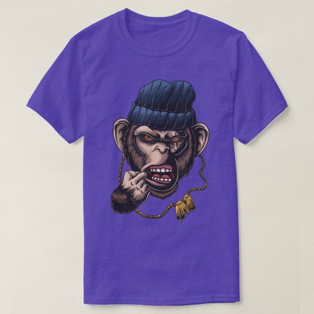 Camiseta Monkey Face Engraçado Sarcasmo Gangster  (Frente do Design)