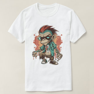 Camiseta Monkey Gangster Caricatura Básica Masculina