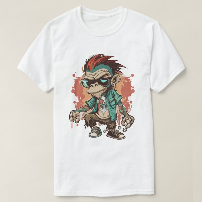 Camiseta Monkey Gangster Caricatura Básica Masculina (Frente do Design)
