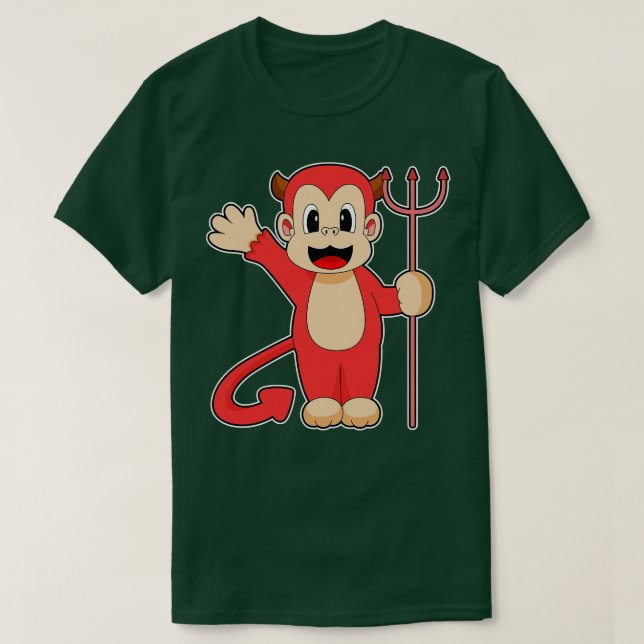 Camiseta Monkey Halloween Devil Trident (Frente do Design)