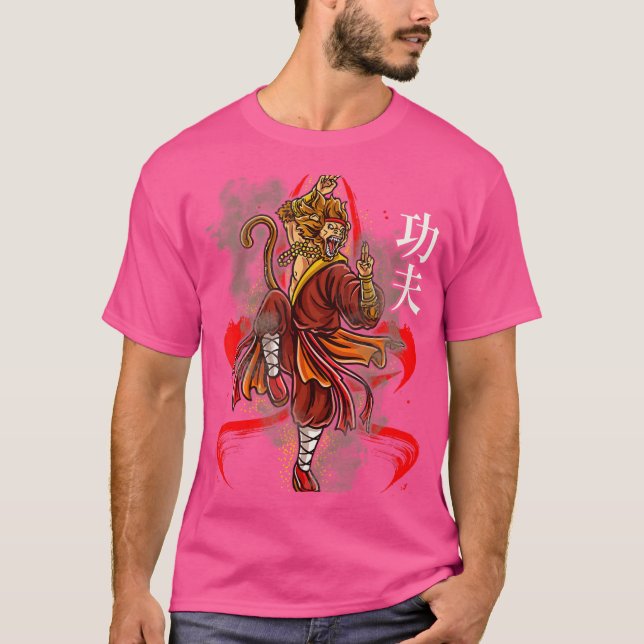 Camiseta Monkey King In Fierce Kung Fu Kick Com Chá Chinês (Frente)