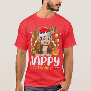 Camiseta Monkey Lover Halloween Natal Feliz HallaObrigado