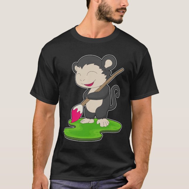 Camiseta Monkey Painter Paintbrush Painting (Frente)