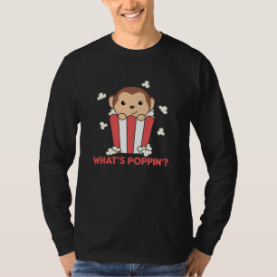 Camiseta Monkey Popcorn Whats Poppin Funny Pun