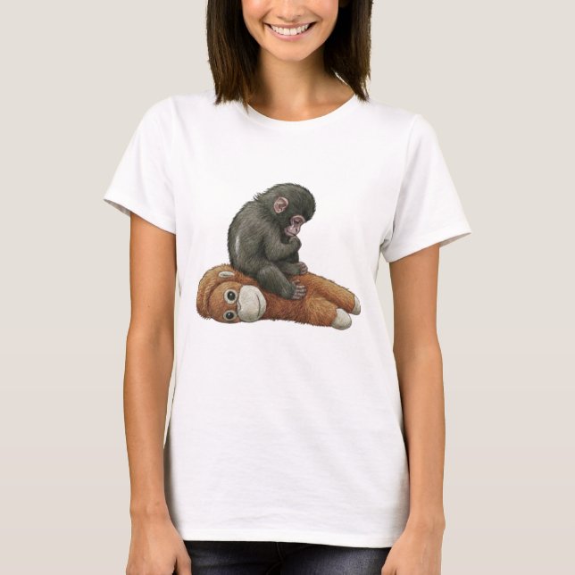 Camiseta Monkey Punch, Baby Monkey Orangutan Hug  (Frente)