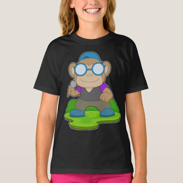 Camiseta Monkey Singer Microphone Music (Frente)