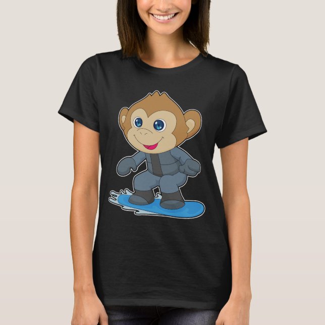 Camiseta Monkey Snowboard Esportes de inverno (Frente)
