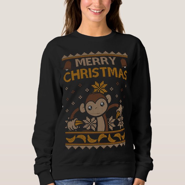 Camiseta Monkey Ugly Christmas Jungle Gorilla Bananas (Frente)
