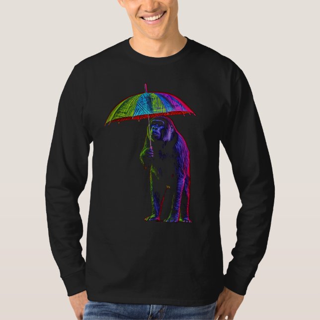 Camiseta Monkey Umbrella Colourful Creative Zoo Animal Artw (Frente)