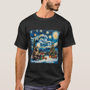 Camiseta Monkey Van Gogh Style Starry Night Winte