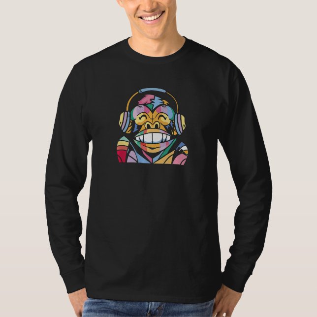 Camiseta Monkey with headphones in rainbow colours for fans (Frente)