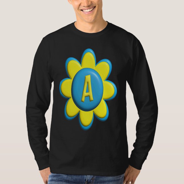 Camiseta Monogram A  Colorful Flower (Frente)