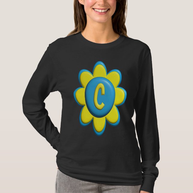 Camiseta Monogram C  Colorful Flower (Frente)