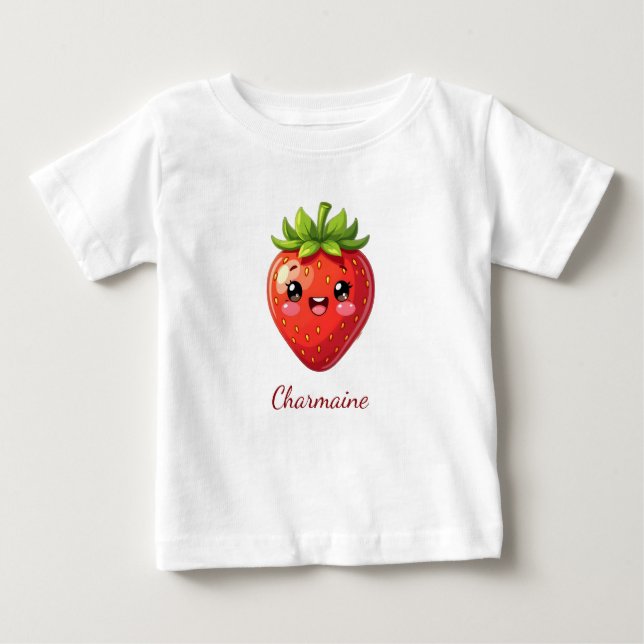 Camiseta Monogram cute strawberry kawaii (Frente)
