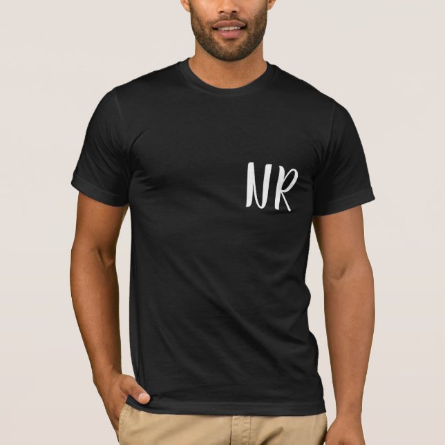 Camiseta Monogram Initials Modern Black Elegant Design (Frente)