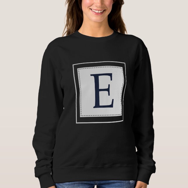 Camiseta Monogram Letter E Alphabet E Initial Navy Blue   (Frente)
