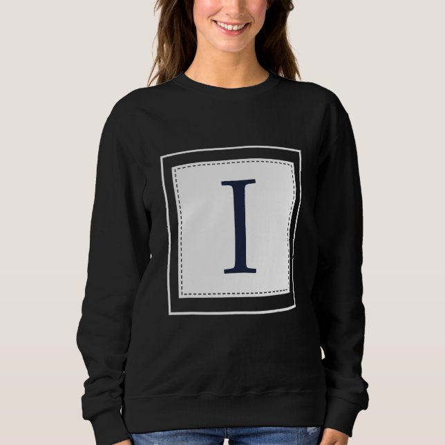 Camiseta Monogram Letter I Alphabet I Initial Navy Blue (Frente)