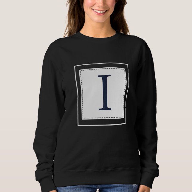 Camiseta Monogram Letter I Alphabet I Initial Navy Blue   (Frente)