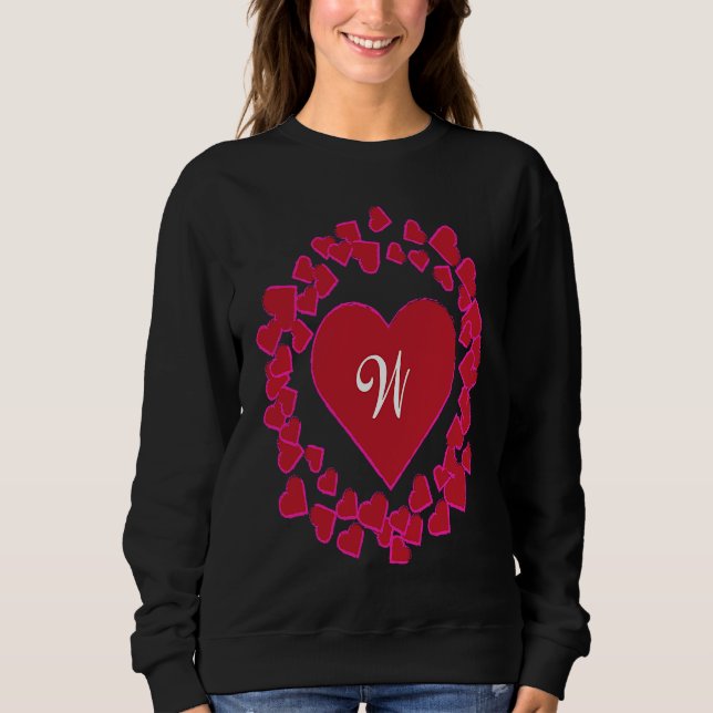 Camiseta Monogram W  Heart Wreath Shape (Frente)