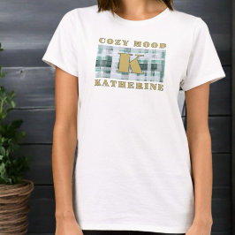 Camiseta Monograma aconchegante xadrez branca