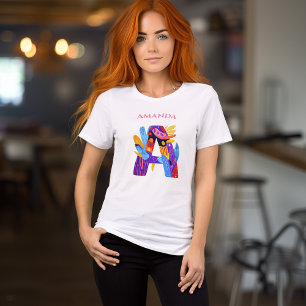 Camiseta Monograma Artístico - Letra A Aniversário Colorido
