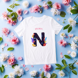 Camiseta Monograma Artístico - Letra N Colorida e Destacada