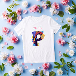 Camiseta Monograma Artístico - Letra P Negrito e Presente V