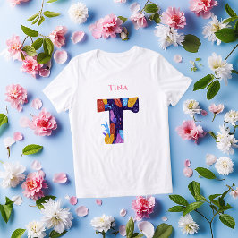 Camiseta Monograma Artístico - Letra T Negrito e Colorido P
