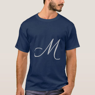Camiseta Monograma Azul Moderno Adicionar Seu Nome Inicial